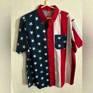 American flag 100%. Cotton by Redhead button up polo